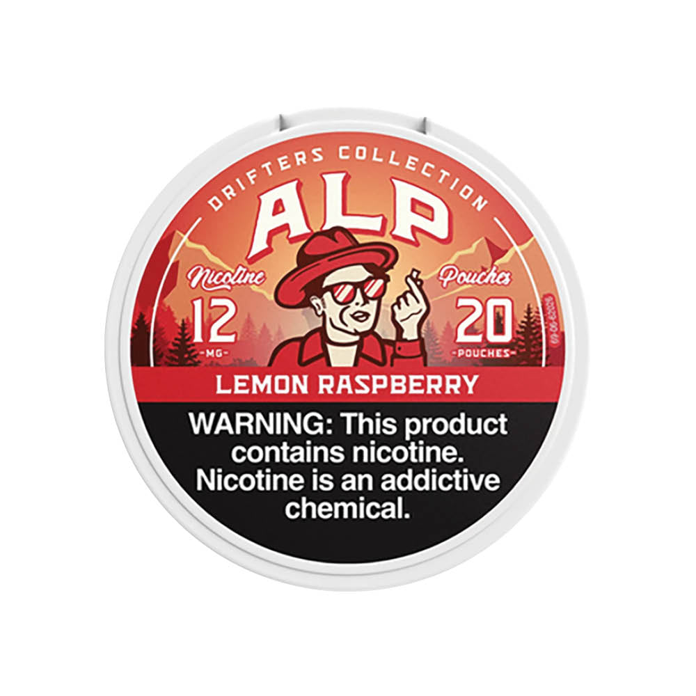 ALP Drifters Lemon Raspberry nicotine pouches in a smokeless pouch pack with lemon and raspberry flavor.