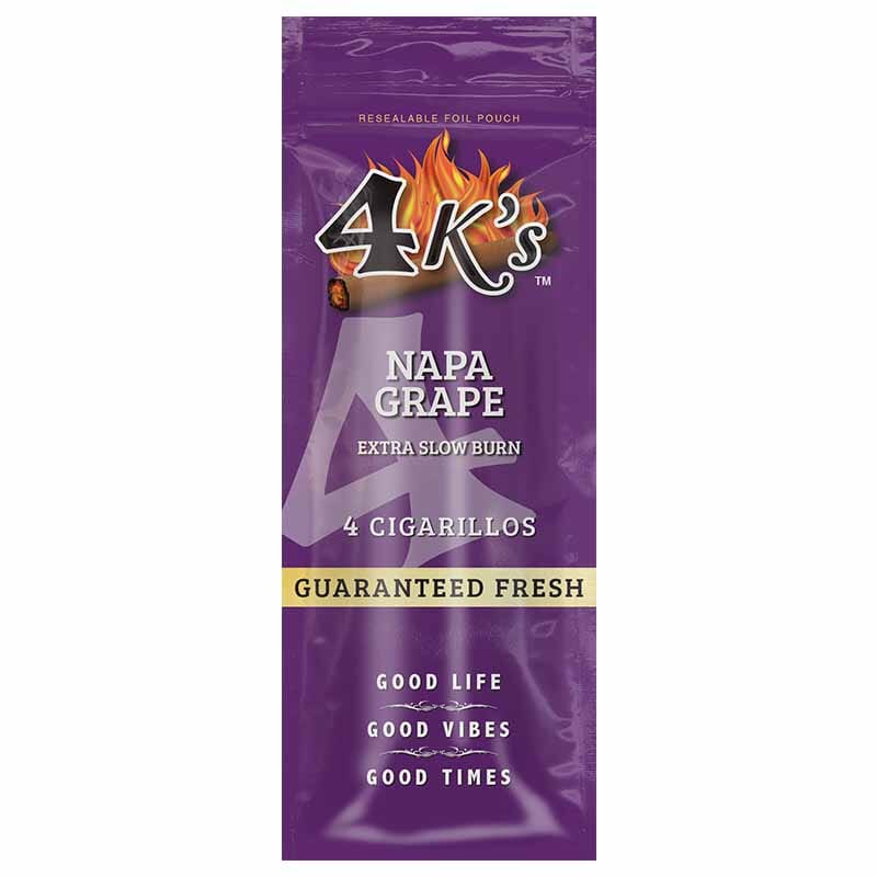 Machine-made Good Times Napa Grape Cigarillos in a pack, featuring grape flavor and colorful packaging.
