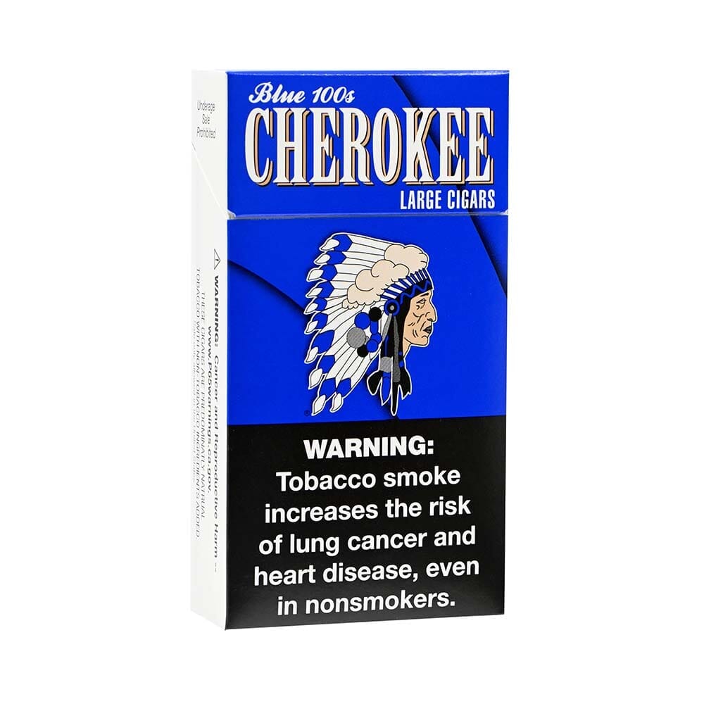 Blue pack of Cherokee Mellow Little Cigars, featuring the brand’s distinctive packaging and small cigar design.