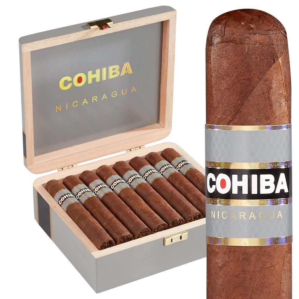 Cohiba Nicaragua premium cigar with dark wrapper and intricate band, showcasing luxury and craftsmanship in a close-up shot.