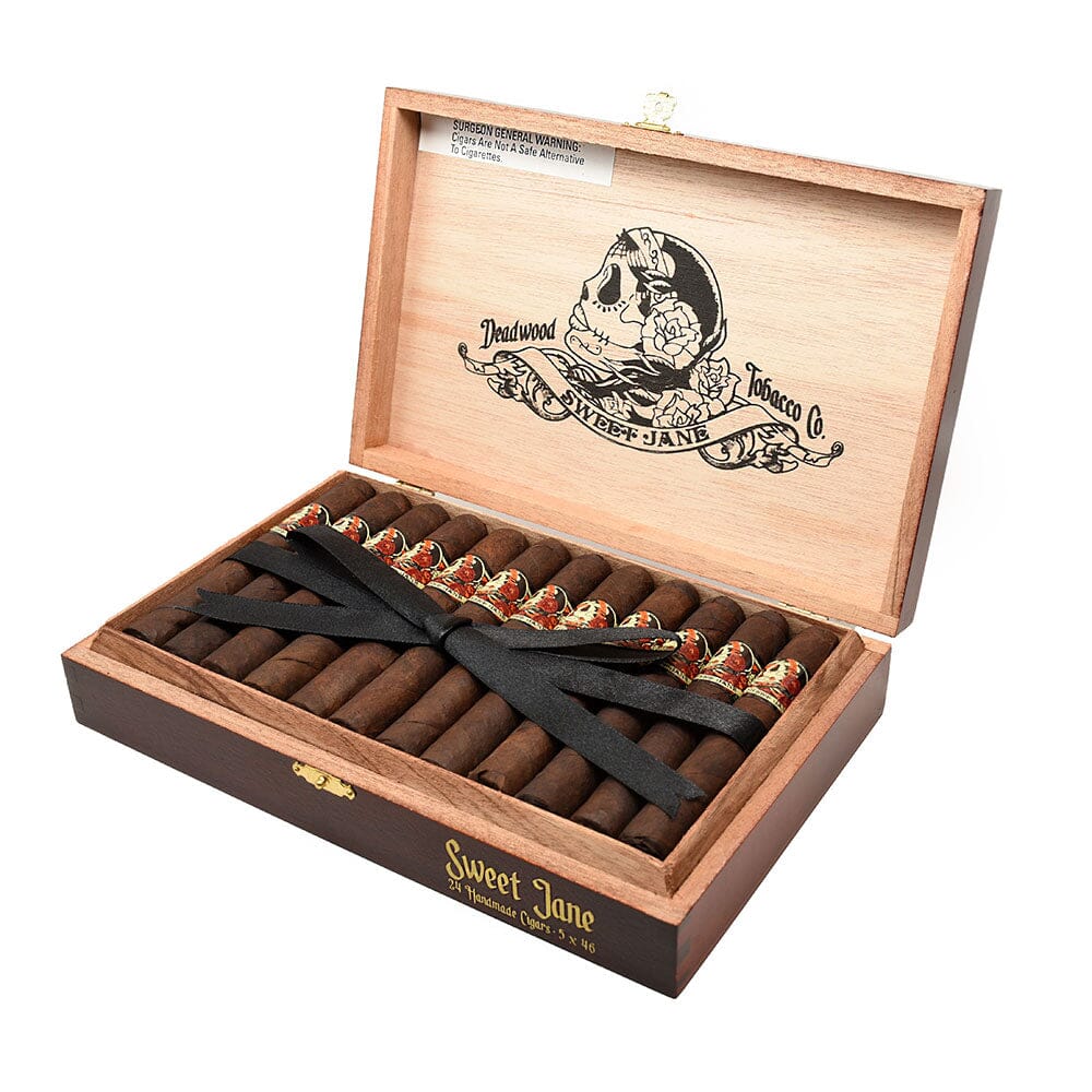 Premium Deadwood Sweet Jane Maduro Corona cigar, featuring a dark, oily wrapper and intricate band design.