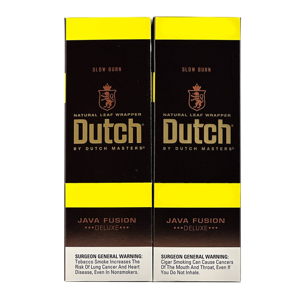 Machine-made Dutch Masters Java Fusion cigarillos in a pack, featuring rich Java coffee flavor.