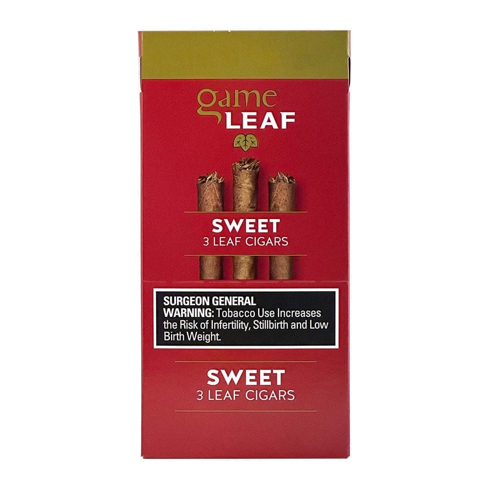 Machine-made Game Leaf Sweet Cigarillos in a pack, featuring a smooth wrapper and sweet flavor profile.
