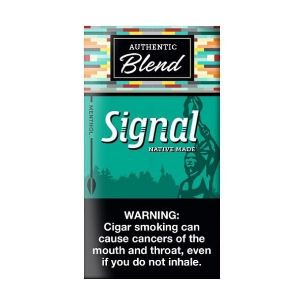 Pack of Signal Menthol Little Cigars showing the colorful box with menthol-flavored cigars inside.