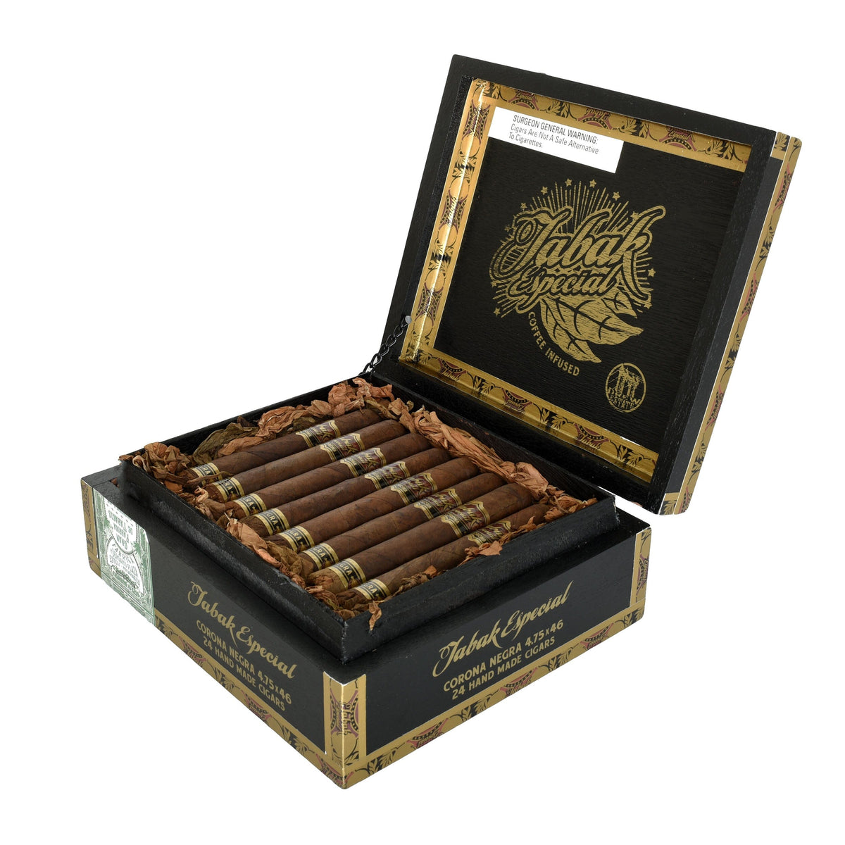 Premium Tabak Especial Negra cigar in corona size with dark wrapper, showcasing its rich, smooth appearance.