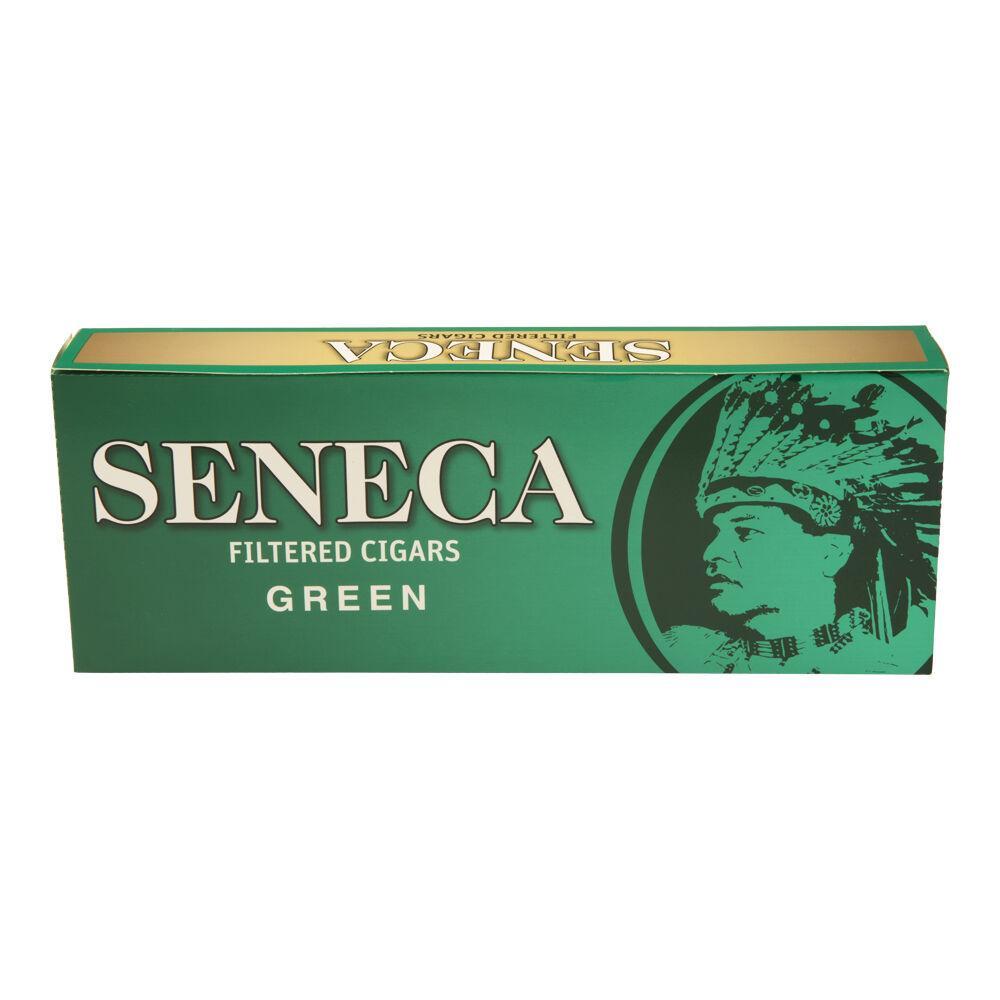 Seneca Menthol Little Cigars pack showing individually wrapped small cigars with menthol flavor branding.