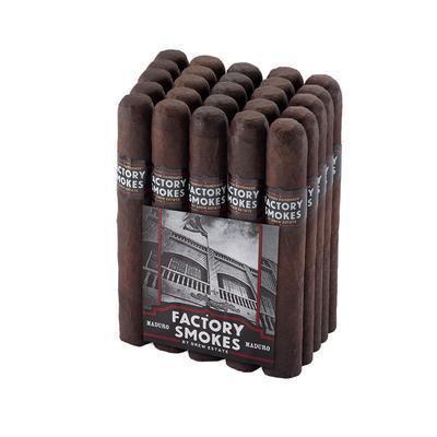 Drew Estate Factory Smokes Maduro premium cigars with dark, oily wrappers displayed in a close-up shot.