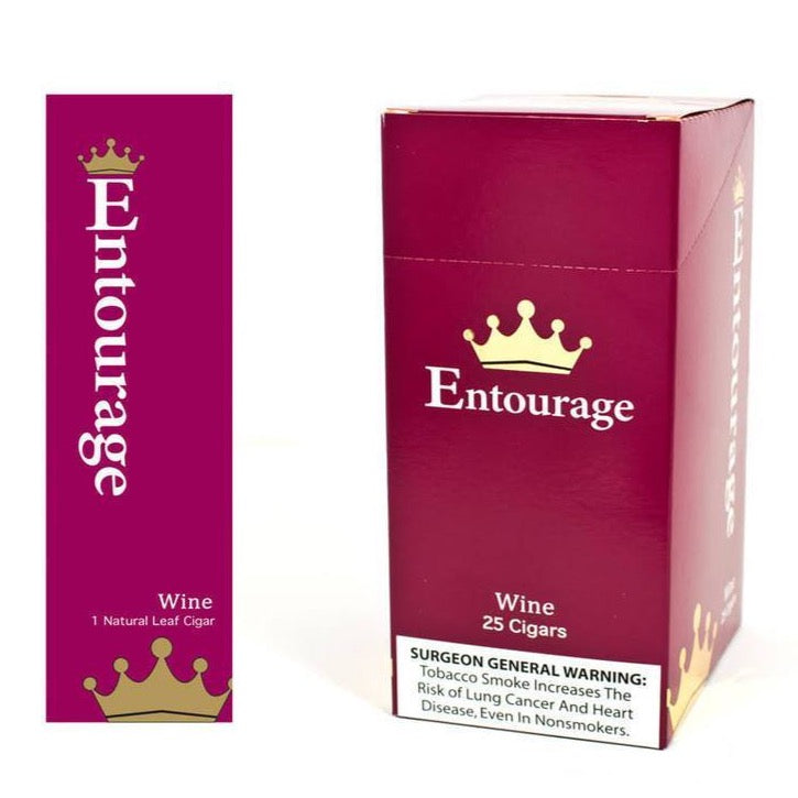 Machine-made Entourage Wine Cigars with a rich wrapper and elegant band, showcasing the premium cigar design.