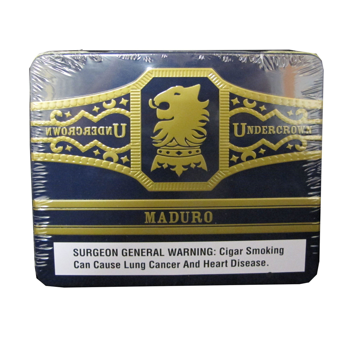 Undercrown Premium Cigars Liga Maduro Single Tin, showcasing the cigar with dark Maduro wrapper in a metal tin.