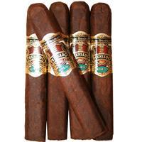 Alec Bradley Prensado Robusto premium cigars sampler with five rich, dark wrapped cigars arranged side by side.