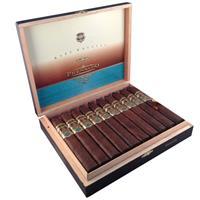 Alec Bradley Prensado Torpedo Premium Cigars in a 20-count box with several cigars displayed, showcasing the cigar shape and packaging.