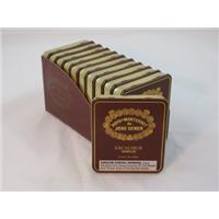Hoyo de Monterrey Small Premium Cigars in a 20-pack tin, showcasing the cigarillos with their dark wrapper and branded packaging.