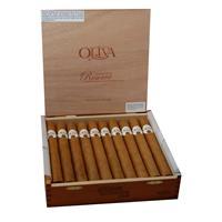 Oliva Connecticut Reserve premium cigars in a box, featuring a Churchill size with light Connecticut wrapper and rich tobacco leaves.
