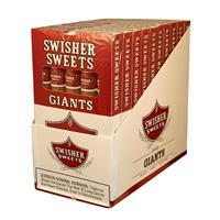 Pack of Swisher Sweets Giants Cigars, machine-made, 5x10 pack with 50 cigars, in a clear view showing the product packaging.