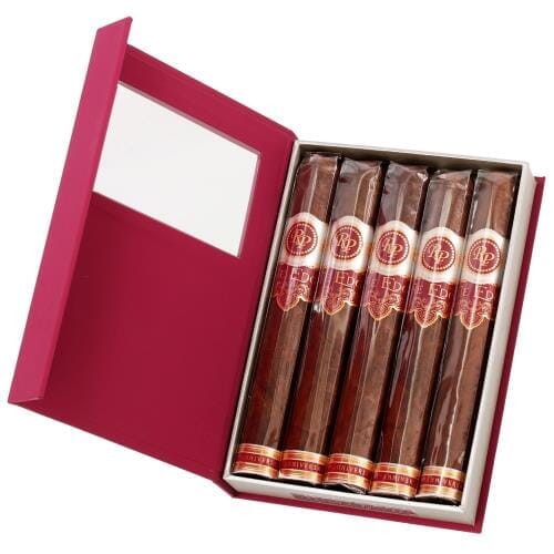 Assorted Rocky Patel Edge 20th Anniversary premium cigars displayed in a sampler box.