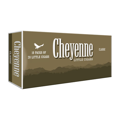 Cheyenne Classic Little Cigars in a carton, featuring the iconic Cheyenne brand packaging and classic cigar design.