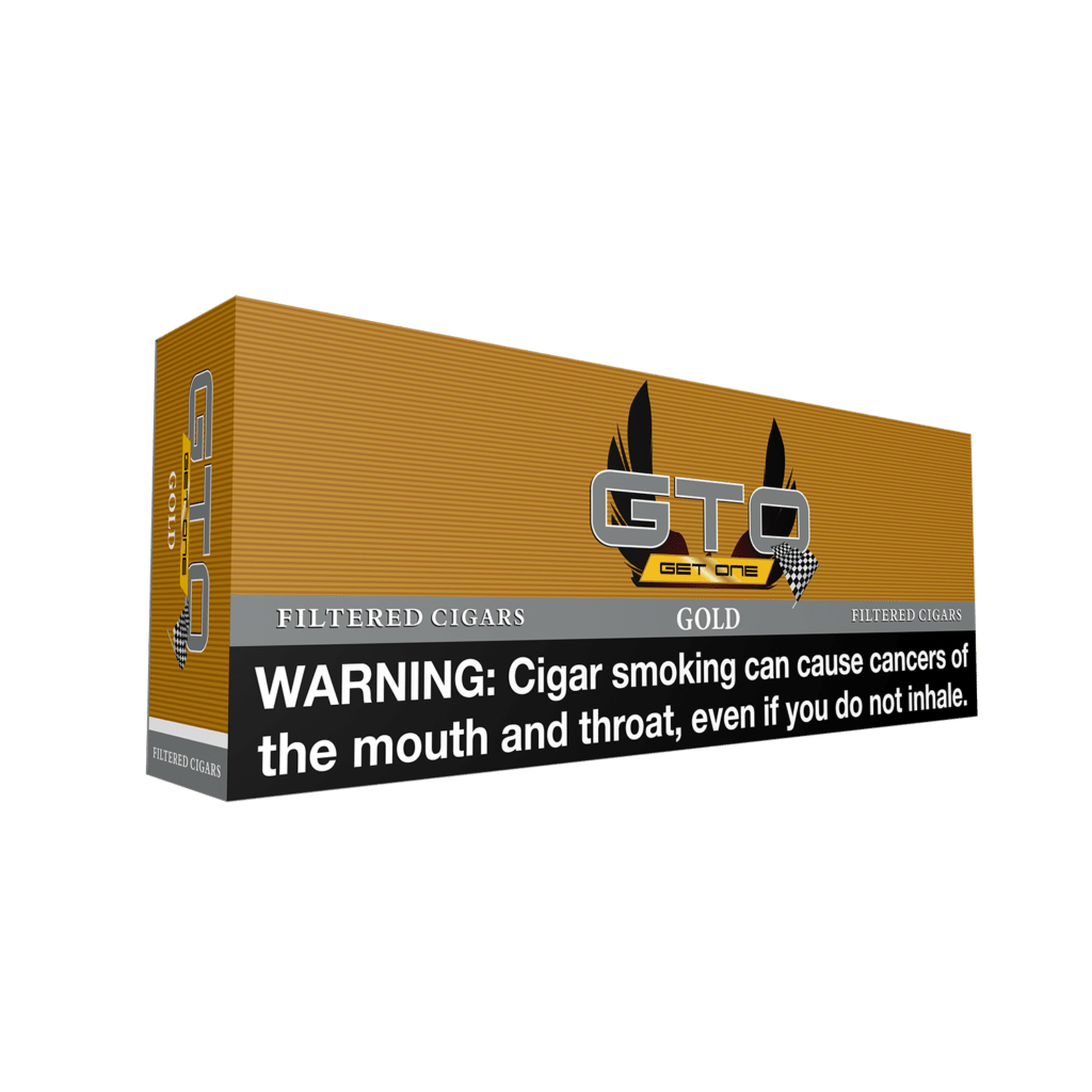 GTO Gold Little Cigars packaged in a box, featuring gold branding and small cigar design on the packaging.