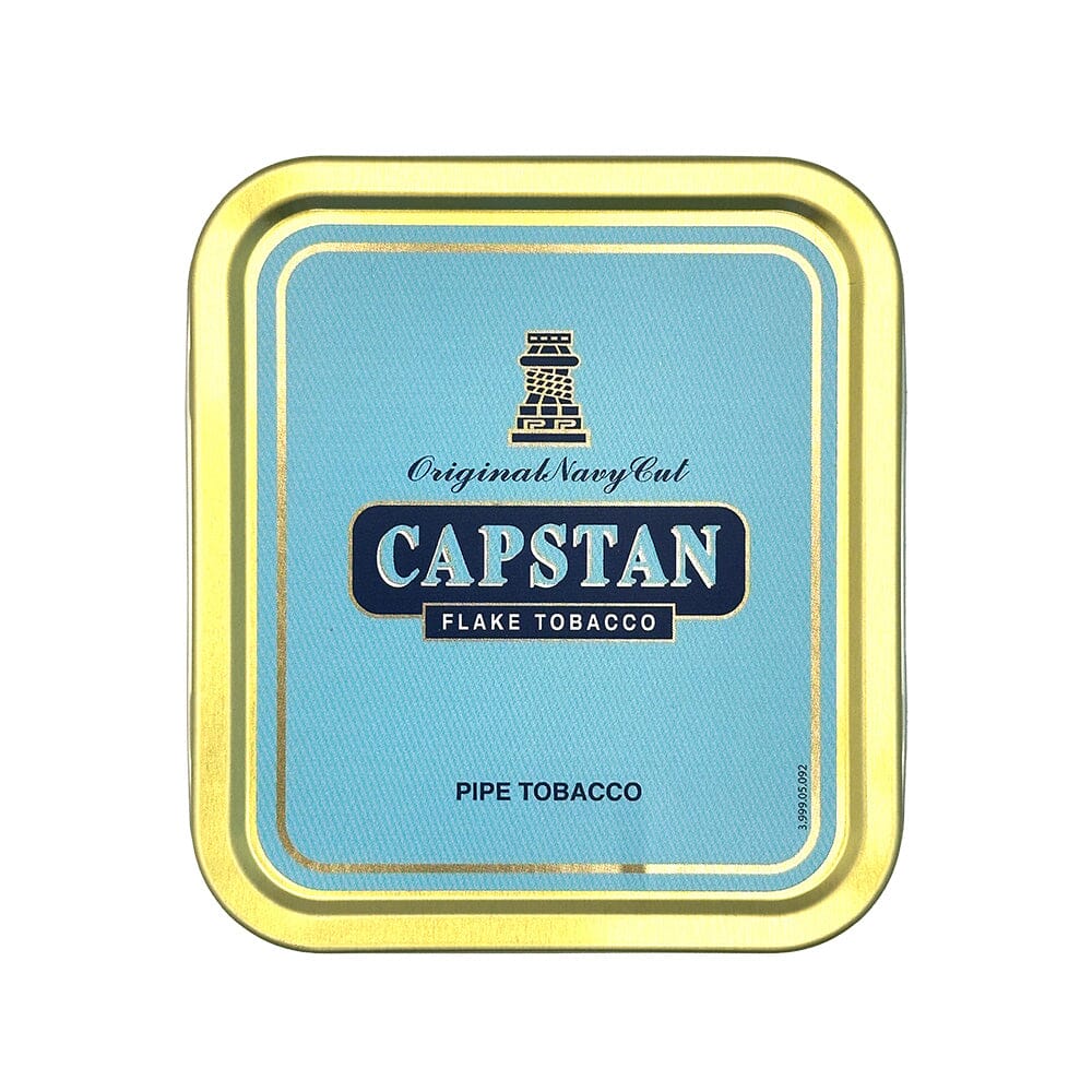 Mac Baren Capstan Original Flake pipe tobacco in 1.75oz tin, showing the classic flake tobacco packaging and branding.