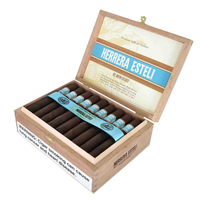 Herrera Esteli Brazilian Maduro premium cigar pack with dark, oily wrappers and detailed band, showcasing high-quality craftsmanship.