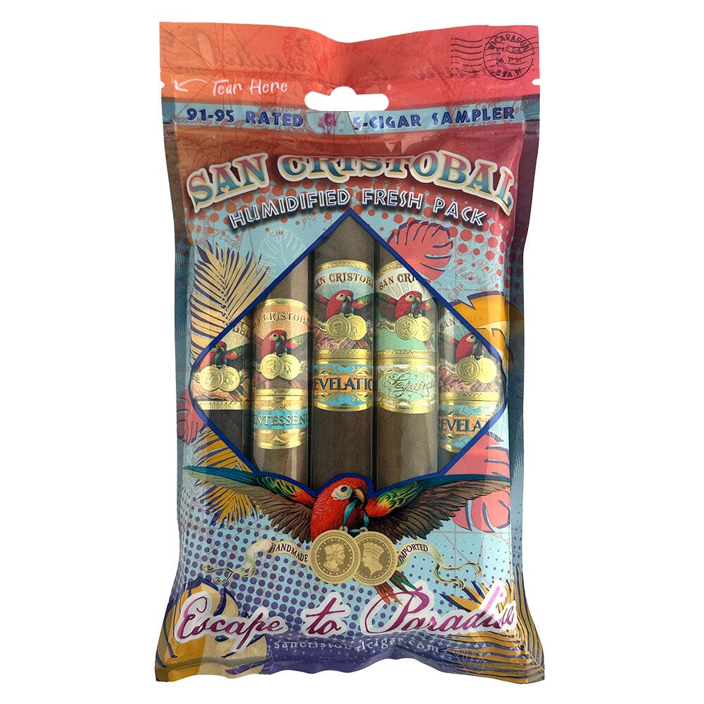 San Cristobal 5 Cigar Fresh Pack featuring premium San Cristobal cigars in a sampler pack with sealed packaging.