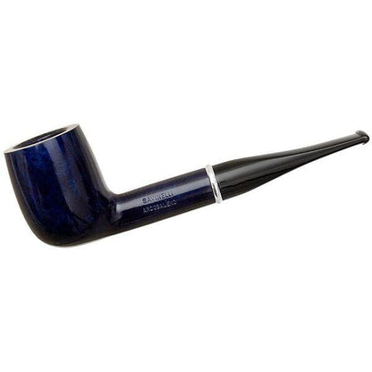 Savinelli Arcobaleno #111 pipe with a blue finish, showcasing the classic curved shape and smooth wood grain.