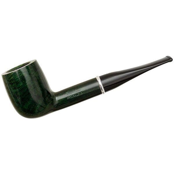 Savinelli Arcobaleno #111 pipe with a green finish, featuring a classic curved shape and smooth wood grain texture.