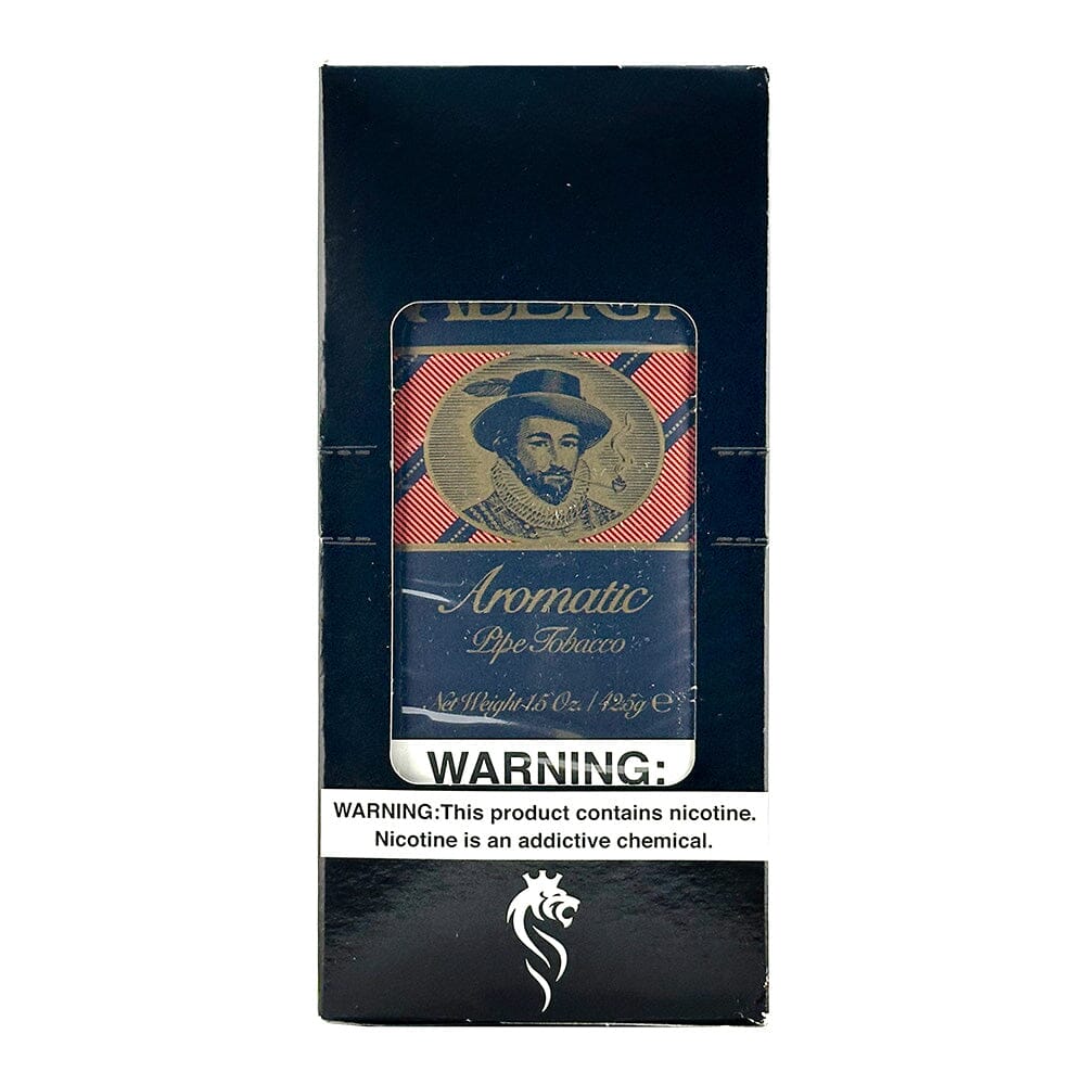 Sir Walter Raleigh Aromatic Pipe Tobacco in pouches, showcasing the packaging and tobacco blend for pipe smoking.