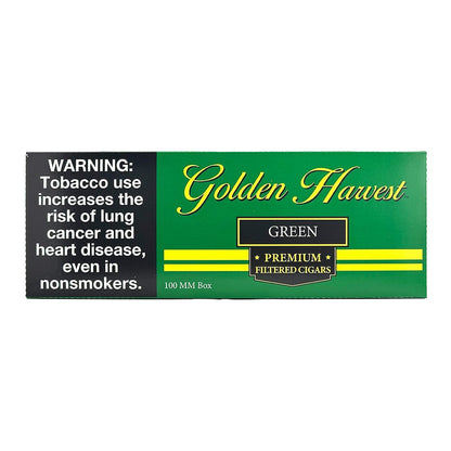 Golden Harvest Green Filtered Little Cigar from Golden Harvest, showing the cigar with green filter and packaging.
