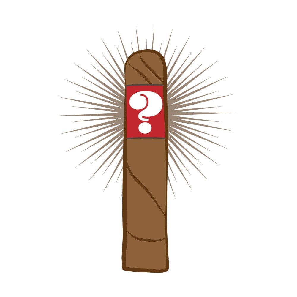 Mystery-band premium cigar from Samplers, showcasing a cigar with a dark wrapper and a concealed band for an elegant look.