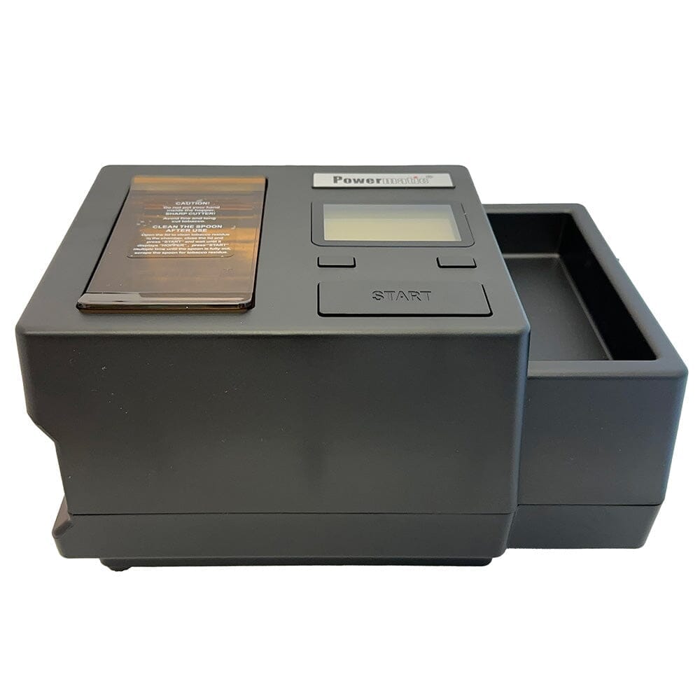 Powermatic III Injector for RYO supplies, featuring a sleek metallic design and ergonomic grip for efficient rolling.