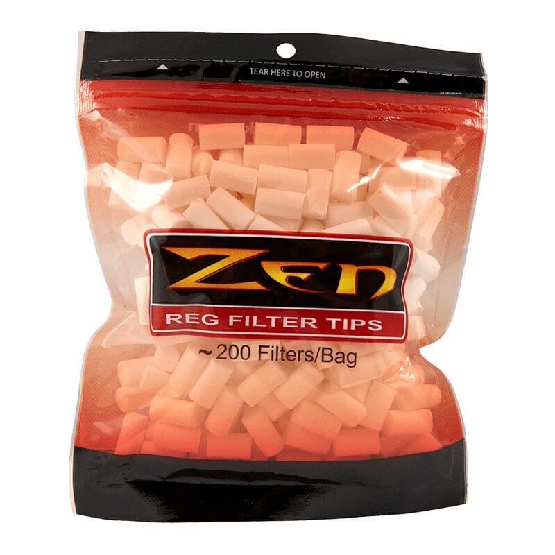Zen brand regular filter tips, slim size, showing a row of cylindrical filter tips suitable for rolling or smoking accessories.