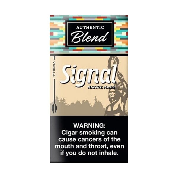 Signal Vanilla Little Cigars pack with six cigars in a sleek vanilla-flavored wrapper, featuring vibrant branding and detailed packaging.
