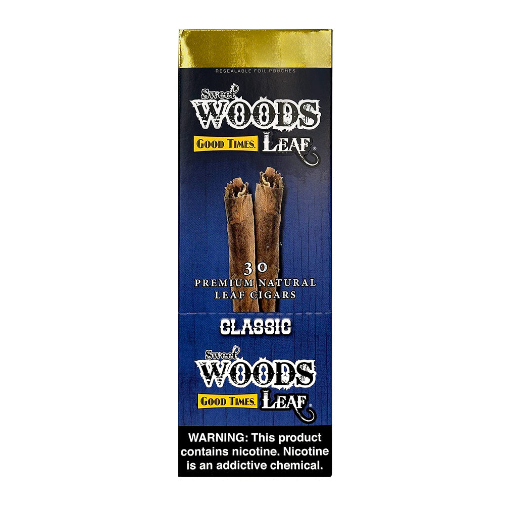 Machine-made Sweet Woods Classic Cigars by Good Times, featuring smooth brown wrappers and classic cigar shape
