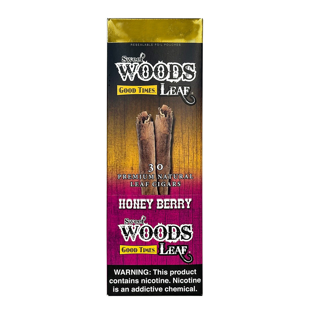 Machine-made Sweet Woods Honey Berry Cigars by Good Times, featuring honey and berry flavor with a smooth wrapper.