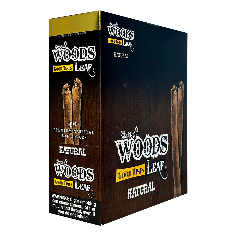 Machine-made Sweet Woods Natural Cigars by Good Times, showcasing the cigars' natural tobacco leaf wrapping and smooth appearance.