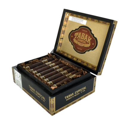 Tabak Especial Negra premium cigar in a robust size, showcasing dark wrapper and detailed cigar band.