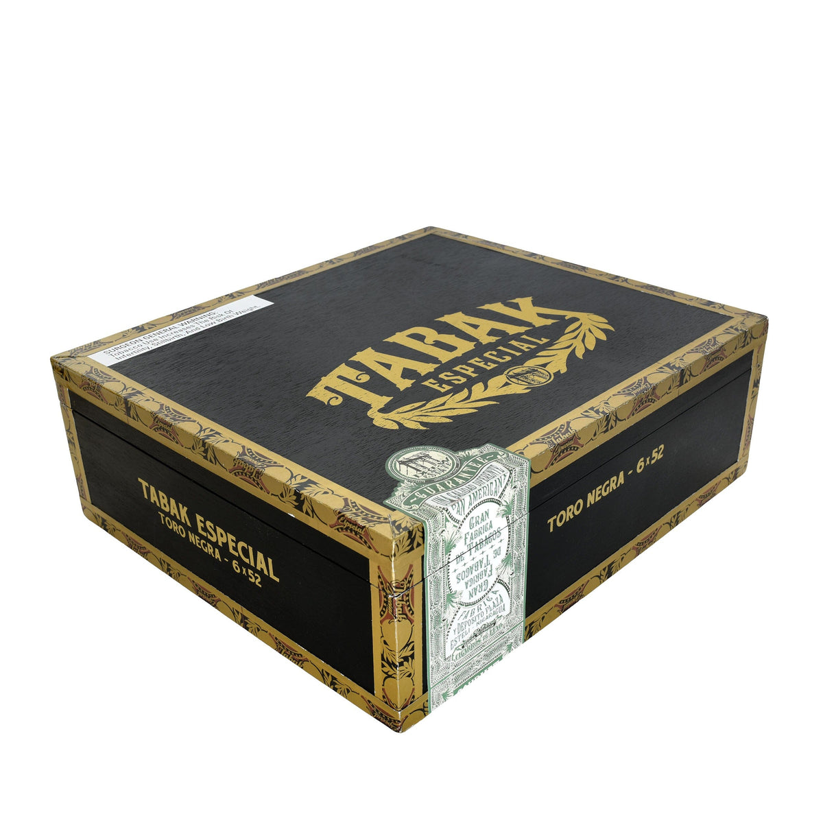 Tabak Especial Negra premium cigar in toro size, showcasing dark wrapper and detailed band, from the Tabak Especial brand.