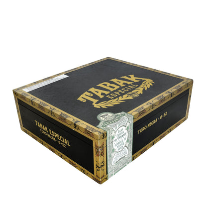 Tabak Especial Negra premium cigar in toro size, showcasing dark wrapper and detailed band, from the Tabak Especial brand.
