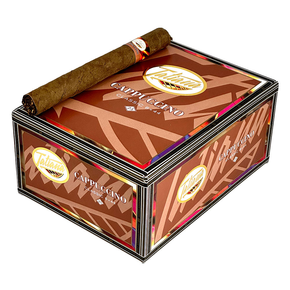 Tatiana Classic Cappuccino Flavored Premium Cigars with elegant packaging and rich coffee-inspired aroma.