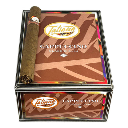 Tatiana Classic Cappuccino Flavored Cigars, premium cigars with a smooth, rich cappuccino flavor, displayed in a close-up image.