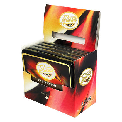 Tatiana Mini Cappuccino Cigarillos, premium cigars with brown wrappers, displayed in a close-up shot highlighting their size and texture.