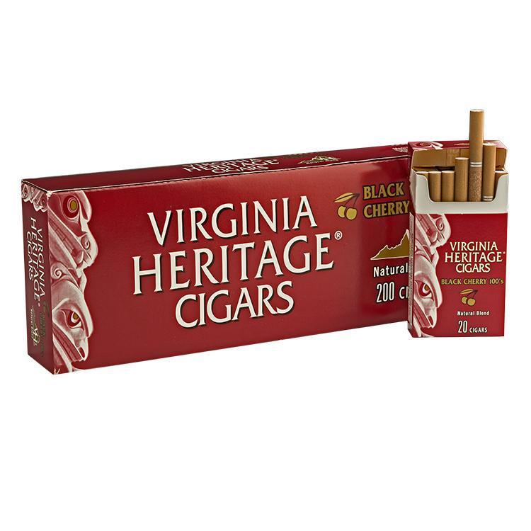 Virginia Heritage Black Cherry Little Cigars pack featuring small cigars with black cherry flavor and branded Virginia Heritage packaging.