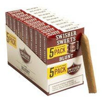 Swisher Sweets Natural Blunts, machine-made cigar wraps with natural tobacco flavor, shown in the product image.