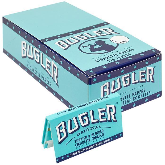 Bugler Rolling Papers for RYO supplies, neatly stacked with the Bugler brand logo visible on the packaging.