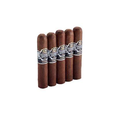Close-up of Punch Knuckle Buster premium cigars in a five-pack, showcasing the cigar band and rich brown wrapper.