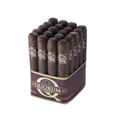 Premium Quorum Maduro cigar from Quorum, showcasing the dark, smooth wrapper and cylindrical shape of this high-quality cigar.