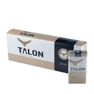 Talon Vanilla Little Cigars pack showing a row of vanilla-flavored little cigars with the Talon brand logo.