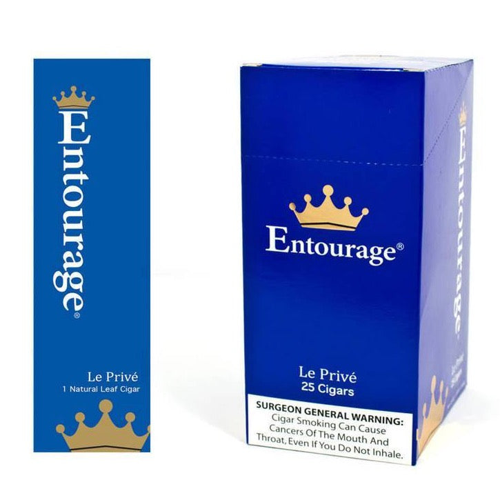 Machine-made Entourage Le Prive Cigars displayed in a box, showcasing smooth, dark brown wrappers and premium cigar quality.