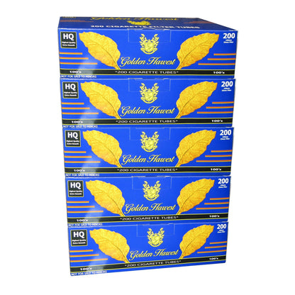 Golden Harvest Blue Cigarette Tubes RYO Supplies Golden Harvest 100's 5 Pack 