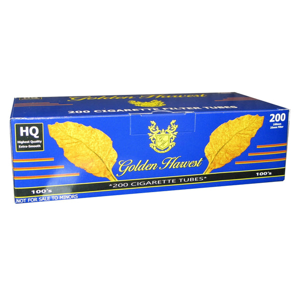 Golden Harvest Blue Cigarette Tubes RYO Supplies Golden Harvest 100's 200ct Carton 